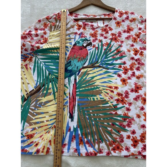 Alfred Dunner Womens Shirt Size 3x Plus Parrot Bird Tropical Leaves Embellished - Picture 7 of 9